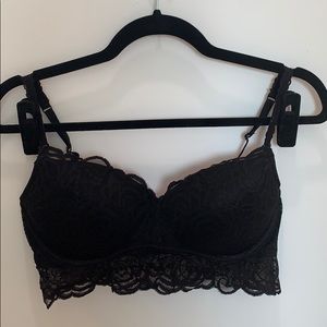 Victoria’s Secret Pink Black Lace Push-up Bralette